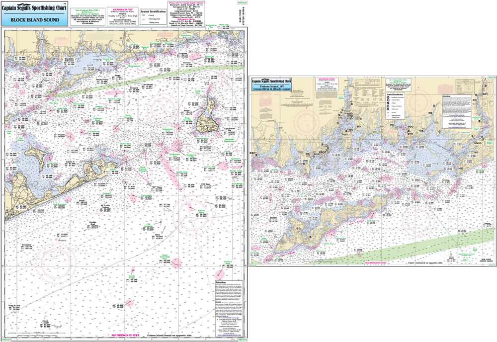 Fishing Map Block Island Sound/Fisher's Island, NY FIO10