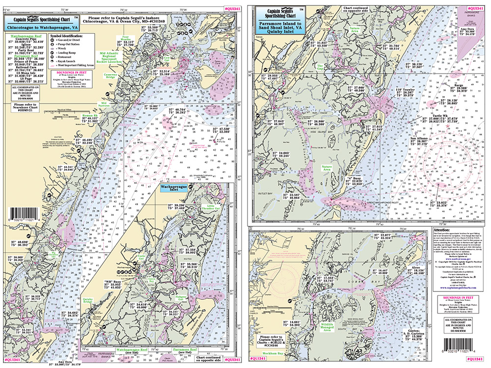 Fishing Map Chincoteague, Wachapreague and Quinby, VA QUI341BC C. Atlantic